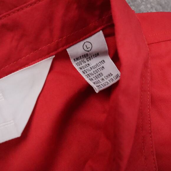 VTG 80s 90s Award Deadstock Large Red White Striped Short Sleeve Collared Shirt - Picture 5 of 10